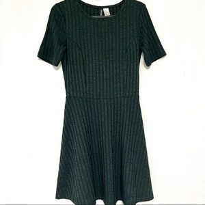 Divided Green Ribbed Skater Dress